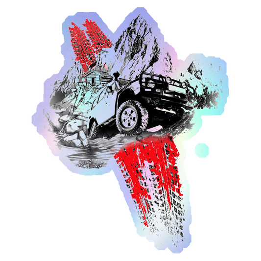 Off-Road Mountain Adventure Holographic Stickers