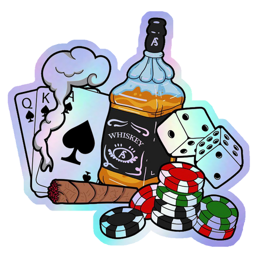 Whiskey and Poker Holographic Stickers
