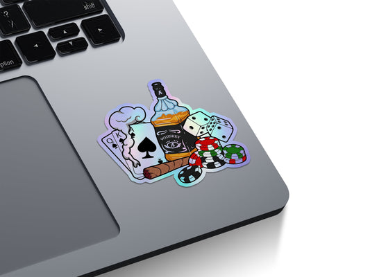 Whiskey and Poker Holographic Stickers