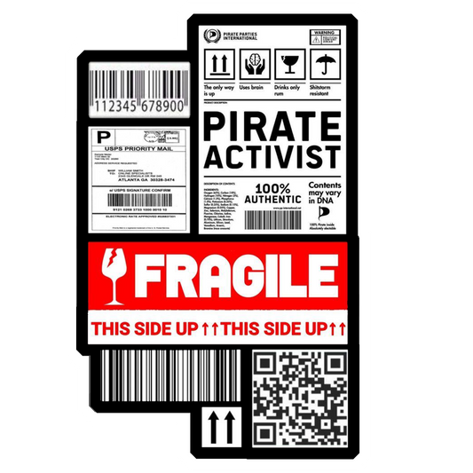 Pirate Activist Fragile Label Premium Vinyl Stickers