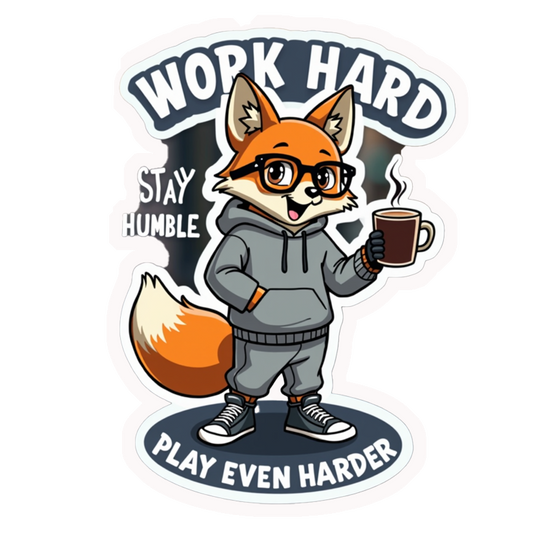 Work Hard Fox Premium Vinyl Stickers