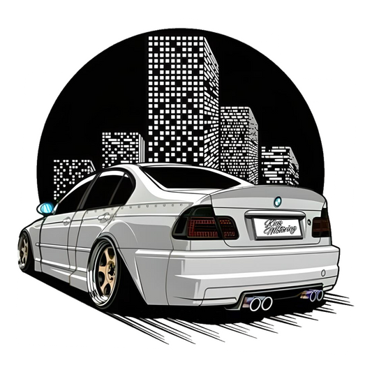 Car in City B&W Bumper Sticker