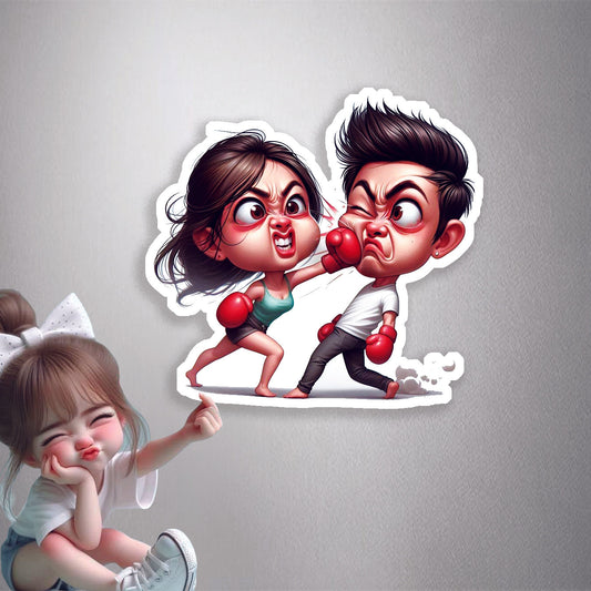 Couple Boxing Match Premium Vinyl Stickers