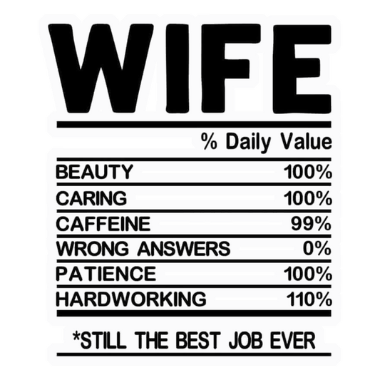 Wife Nutrition Facts Premium Vinyl Stickers