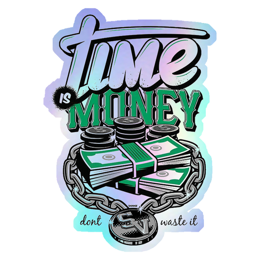 Time is Money Chain Holographic Stickers