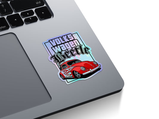Volkswagen Beetle Flames Holographic Stickers