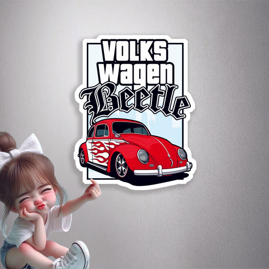 Volkswagen Beetle Flames Premium Vinyl Stickers