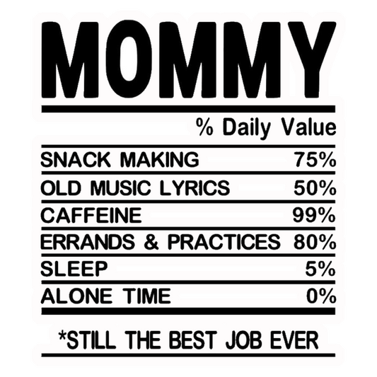 Mommy Nutrition Facts Premium Vinyl Stickers