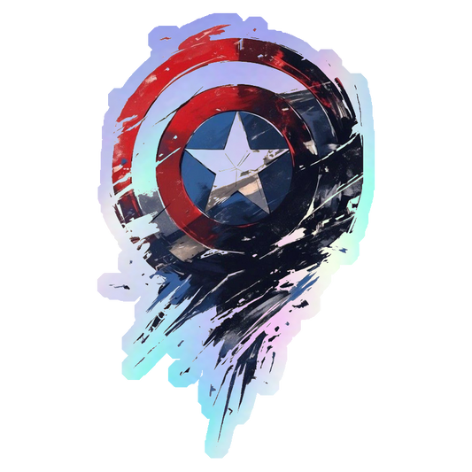 Captain America Shield Brushstroke Holographic Stickers