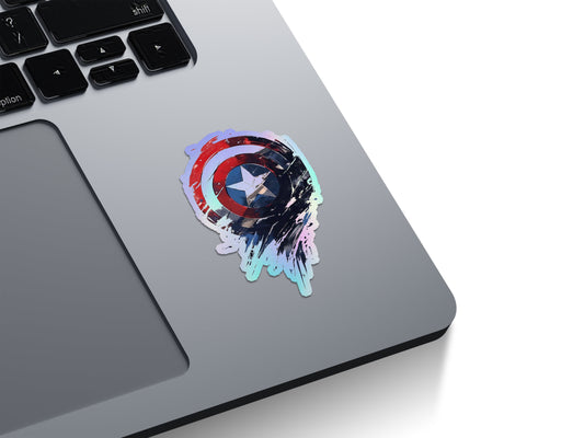 Captain America Shield Brushstroke Holographic Stickers