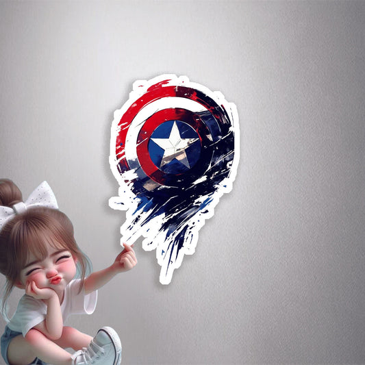 Captain America Shield Brushstroke Premium Vinyl Stickers