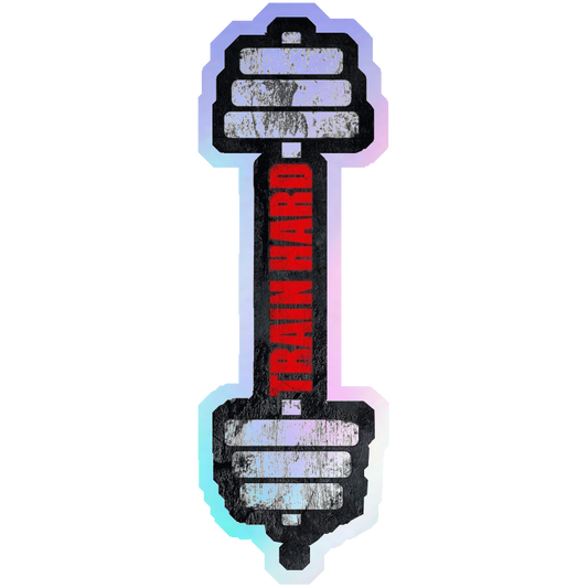Train Hard Dumbbell Holographic Stickers