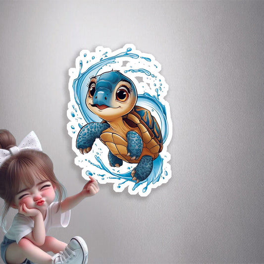 Cute Sea Turtle Splash Premium Vinyl Stickers
