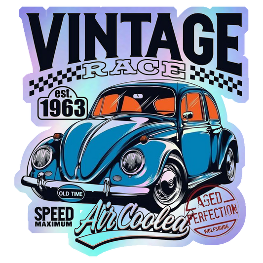 Vintage Race Air Cooled Beetle Holographic Stickers