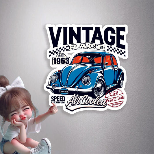 Vintage Race Air Cooled Beetle Premium Vinyl Stickers