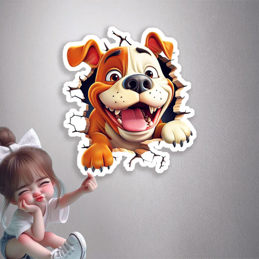 Dog Breaking Through Wall Premium Vinyl Stickers