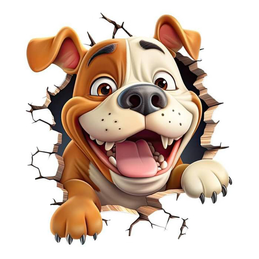 Dog Breaking Through Wall Premium Vinyl Stickers