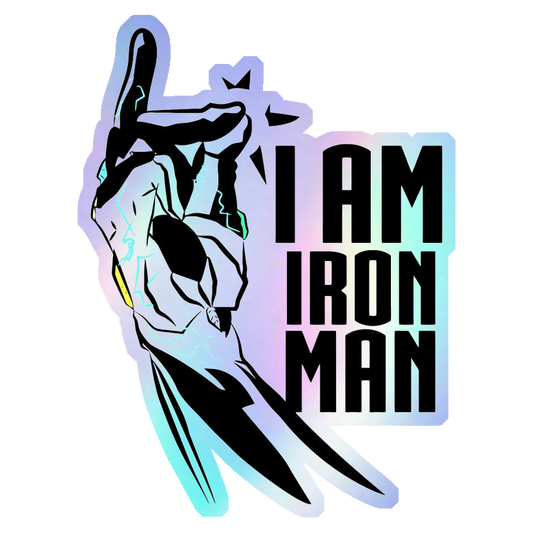 I Am Iron Man Snap Holographic Stickers