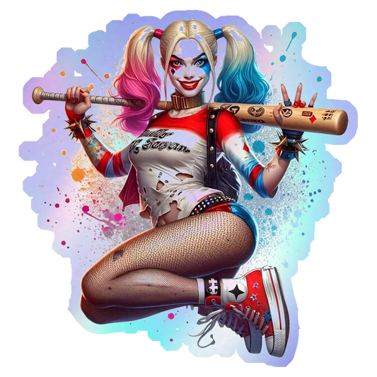 Harley Quinn with Bat Holographic Stickers