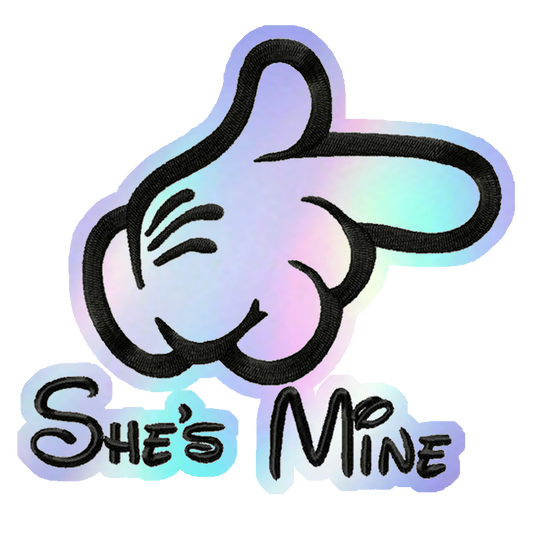 She's Mine Mickey Hand Holographic Stickers