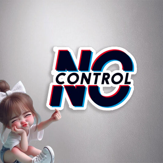 No Control Glitch Text Premium Vinyl Stickers