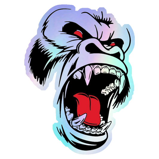 Angry Gorilla Face Holographic Stickers