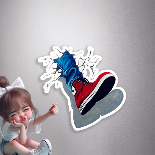 Converse Breaking Through Wall Premium Vinyl Stickers