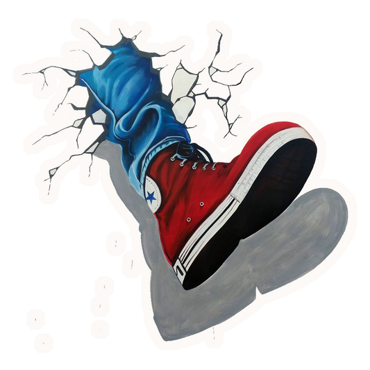 Converse Breaking Through Wall Premium Vinyl Stickers