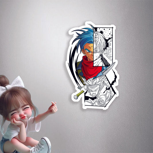 Future Trunks Split Art Premium Vinyl Stickers