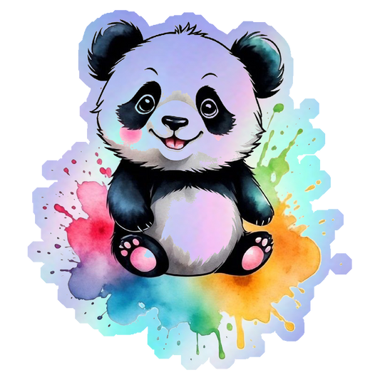 Watercolor Panda Holographic Stickers