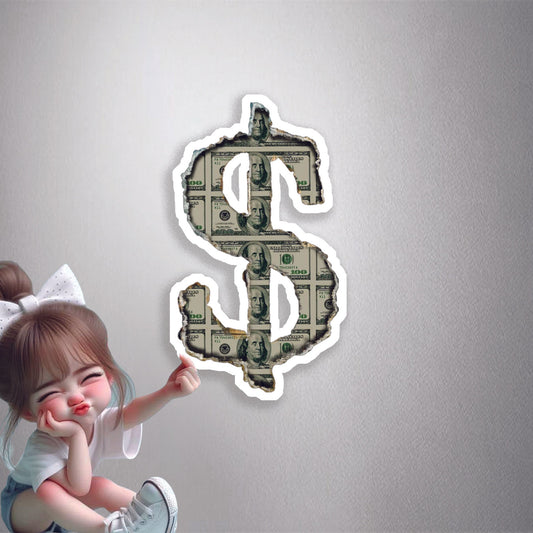 Dollar Sign Money Collage Premium Vinyl Stickers