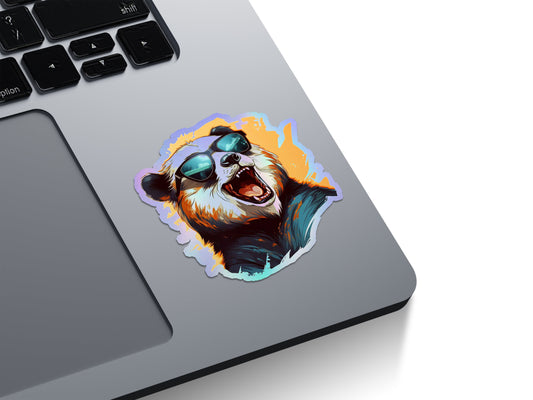 Cool Panda with Sunglasses Holographic Stickers