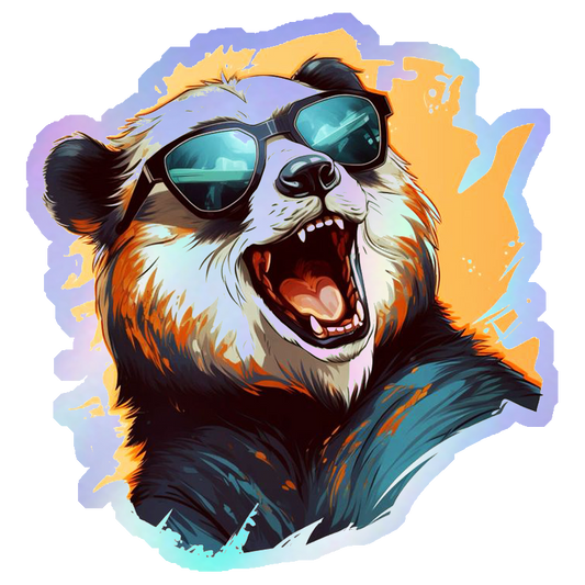 Cool Panda with Sunglasses Holographic Stickers