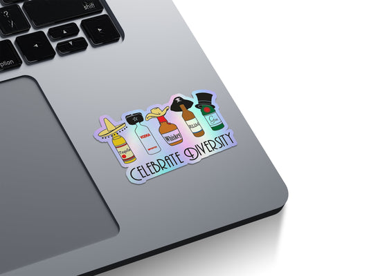 Celebrate Diversity Alcohol Holographic Stickers