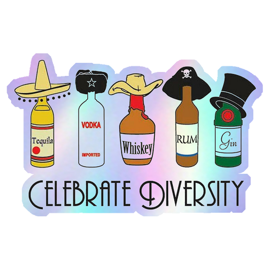 Celebrate Diversity Alcohol Holographic Stickers