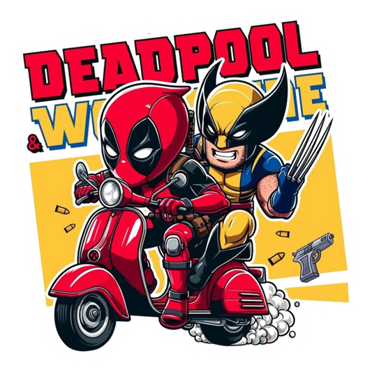 Deadpool & Wolverine Scooter Ride Premium Vinyl Stickers