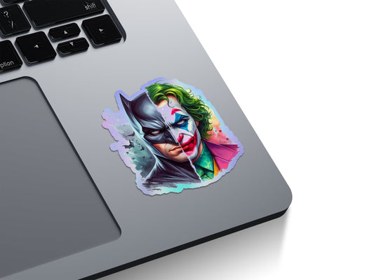 Batman and Joker Split Face Holographic Stickers