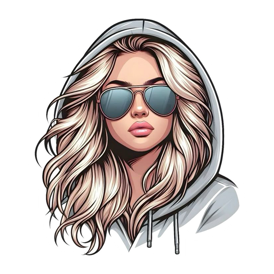 Blonde Girl in Hoodie Premium Vinyl Stickers