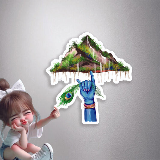 Krishna Govardhan Lift Premium Vinyl Stickers