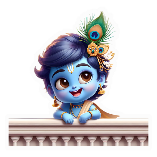Baby Krishna Peek Premium Vinyl Stickers