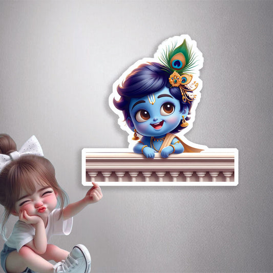 Baby Krishna Peek Premium Vinyl Stickers