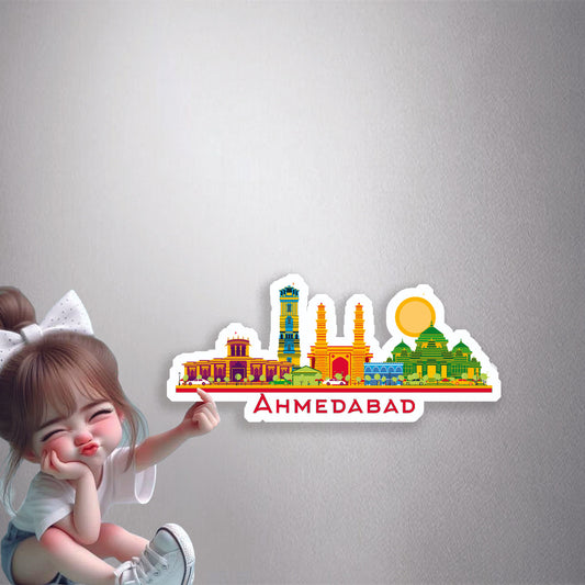 Colorful Ahmedabad Skyline Premium Vinyl Stickers