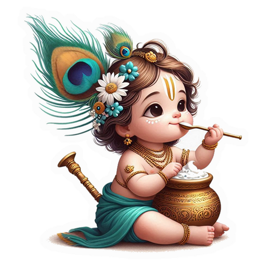 Baby Krishna Butter Thief Premium Vinyl Stickers