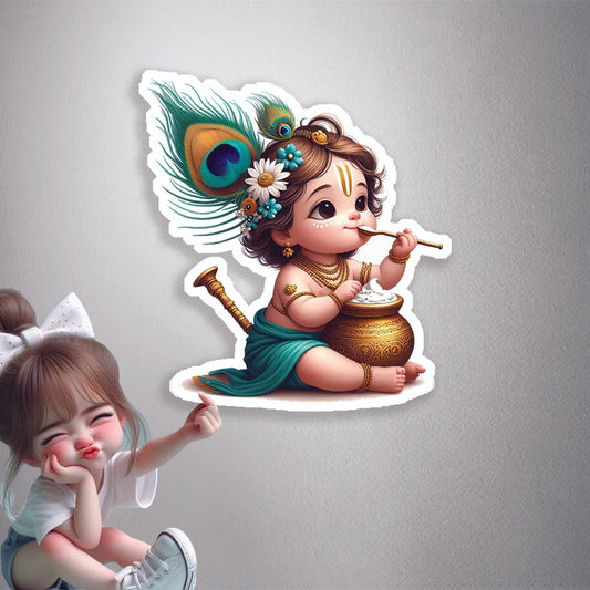 Baby Krishna Butter Thief Premium Vinyl Stickers