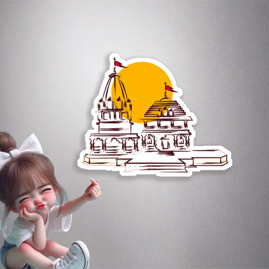 Ayodhya Mandir Sketch Premium Vinyl Stickers