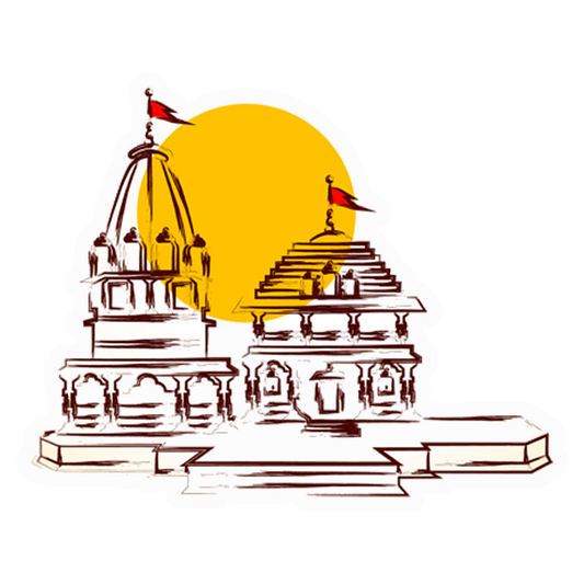 Ayodhya Mandir Sketch Premium Vinyl Stickers