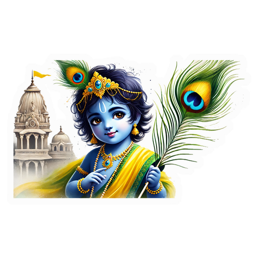 Baby Krishna Peacock Feather Premium Vinyl Stickers
