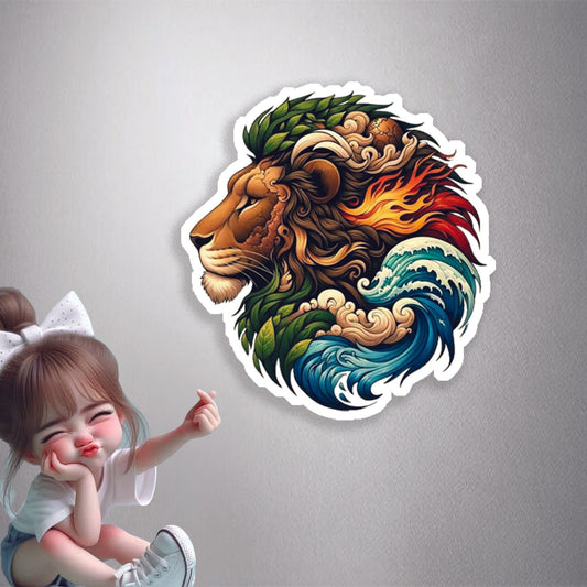 Elemental Lion Art Premium Vinyl Stickers