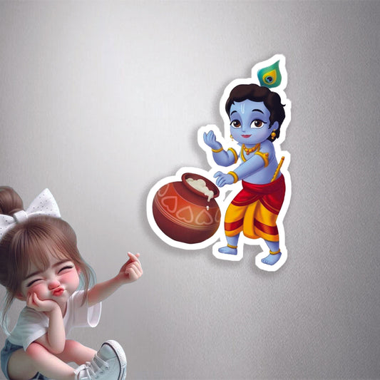 Baby Krishna Butter Pot Premium Vinyl Stickers