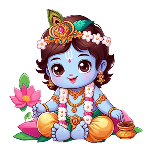 Baby Krishna Lotus Bloom Premium Vinyl Stickers